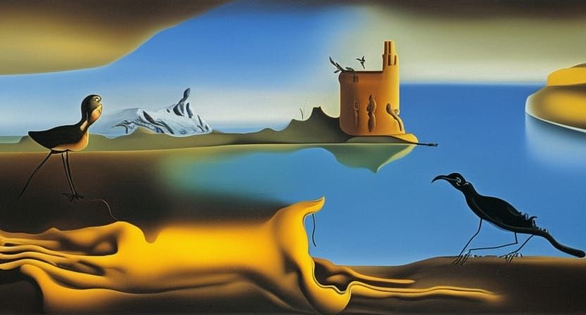 Surreal Bird Inspired by Salvador Dali's Melting Art