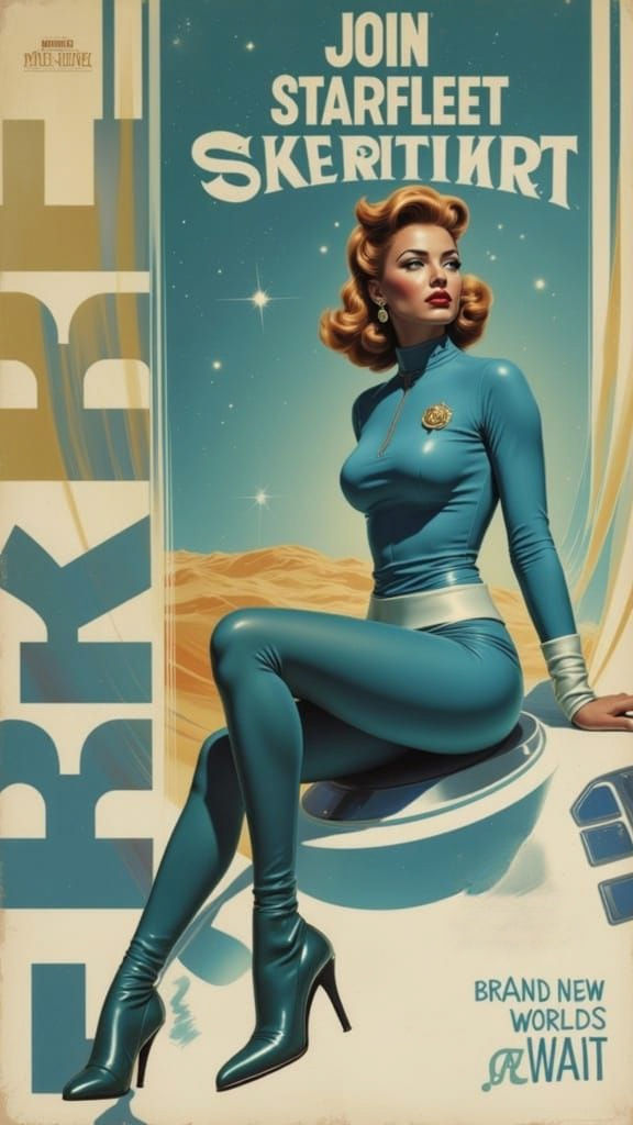 Retro Futuristic Starfleet Cadet Poster in Cyberpunk Style