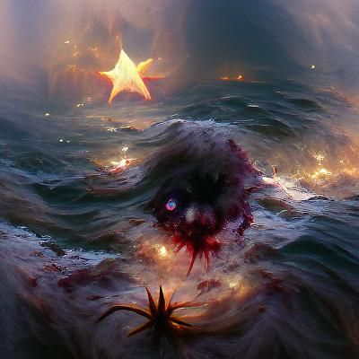 Sinister Star Explosion Over Dark Sea