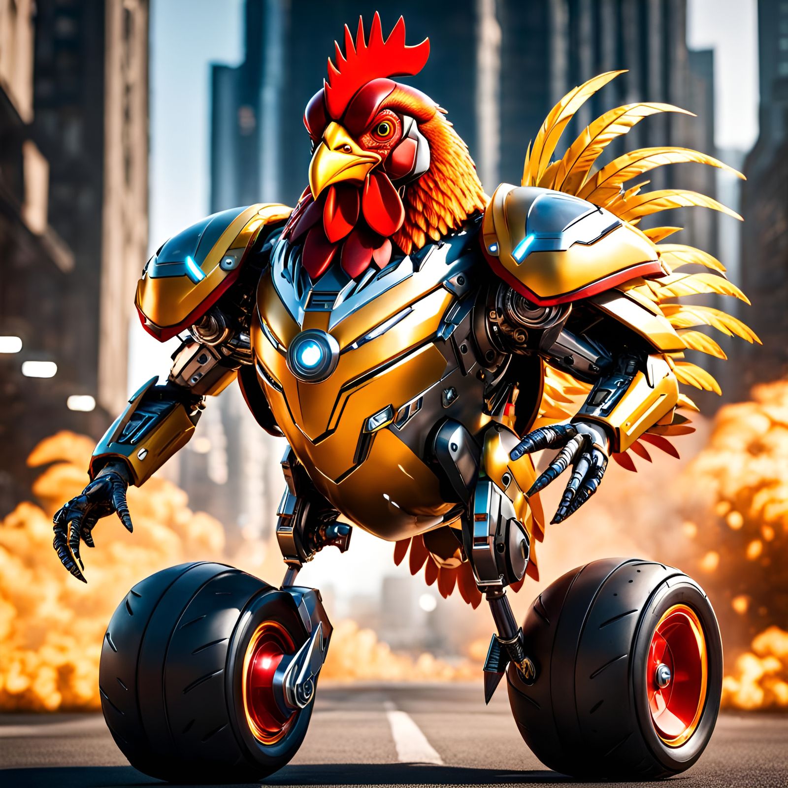 Super Mechanized Cyborg Chicken in Flash Costume