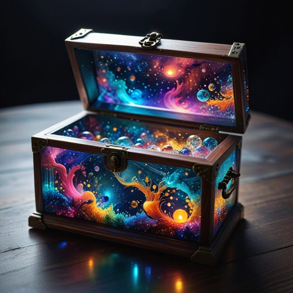Crystal Glass Chest Unveils Vibrant Cosmic Secret
