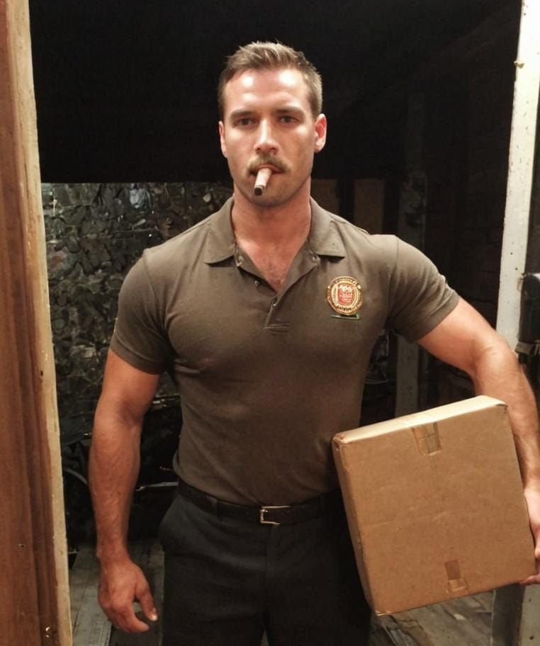Delivery Driver with Cigar