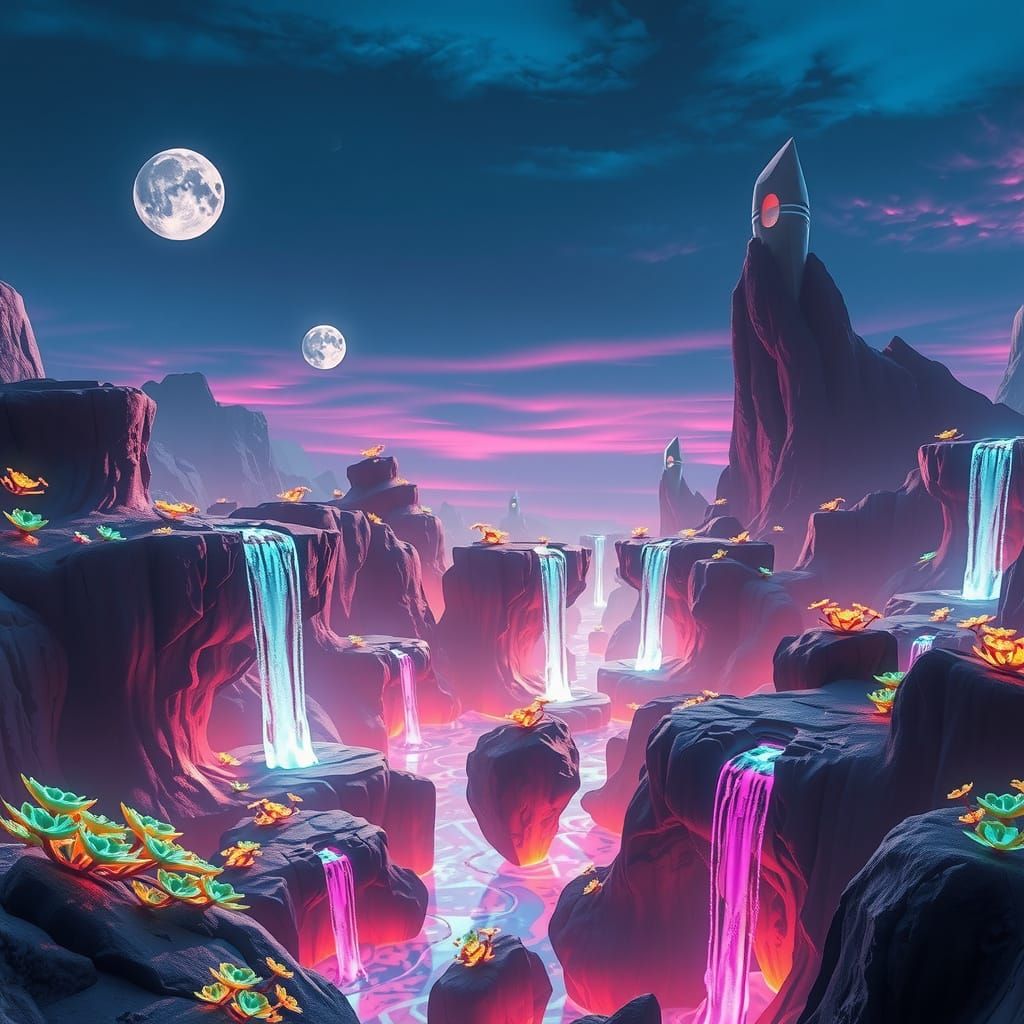 Bioluminescent Alien Planet with Floating Islands