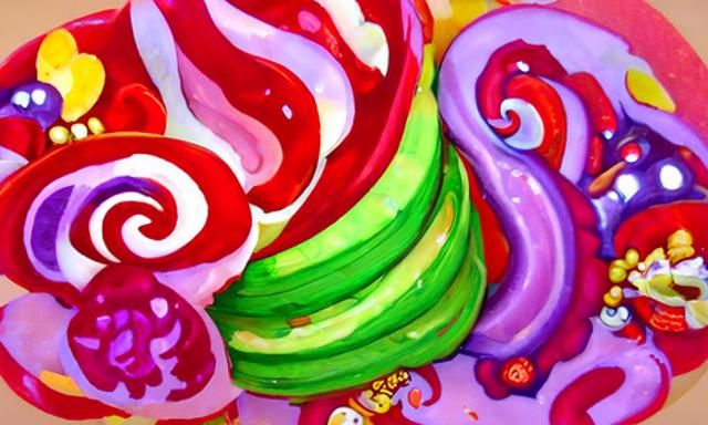 Vibrant Candyland Wonderland in Gouache Style