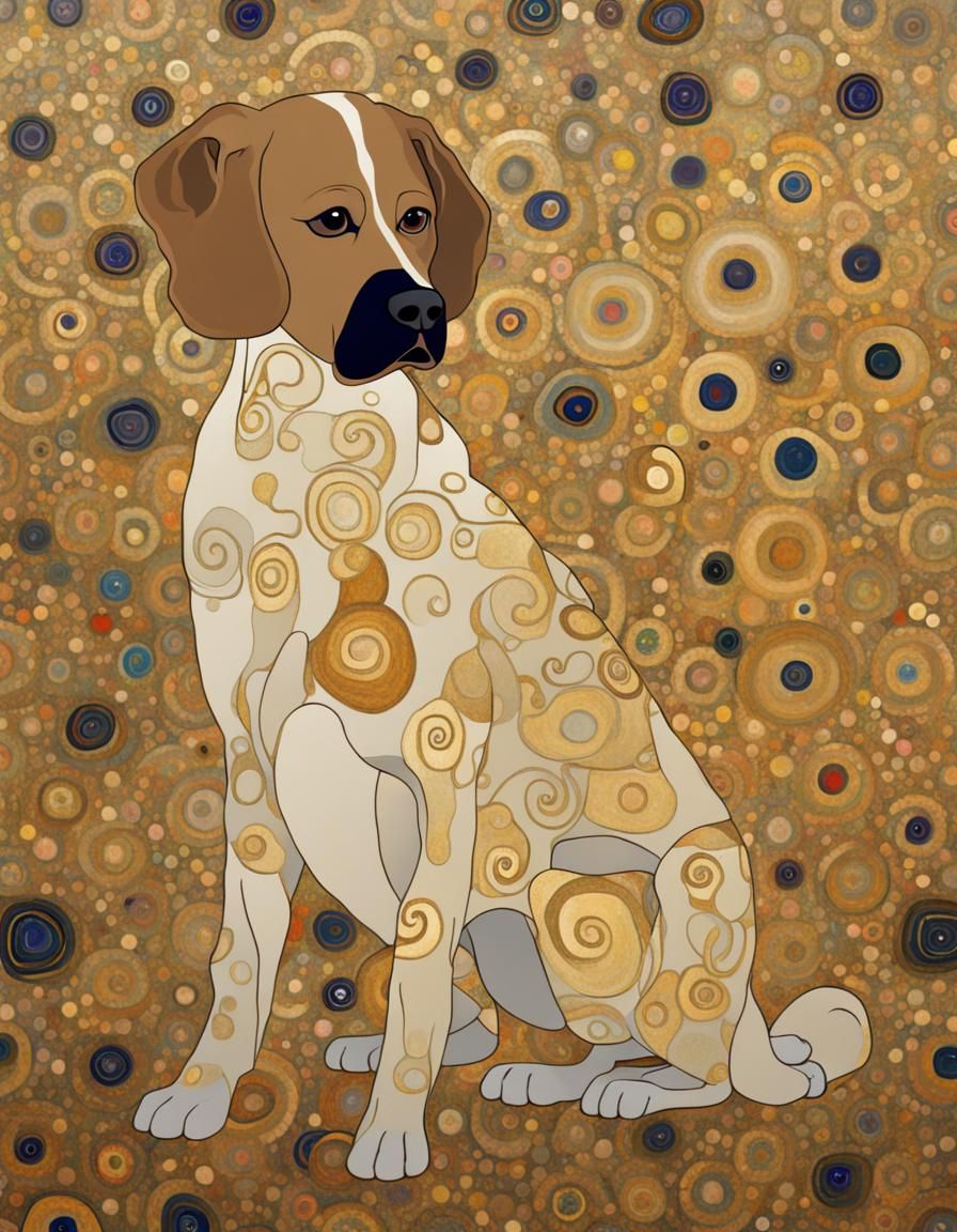Dog Portrait in Gustav Klimt Style