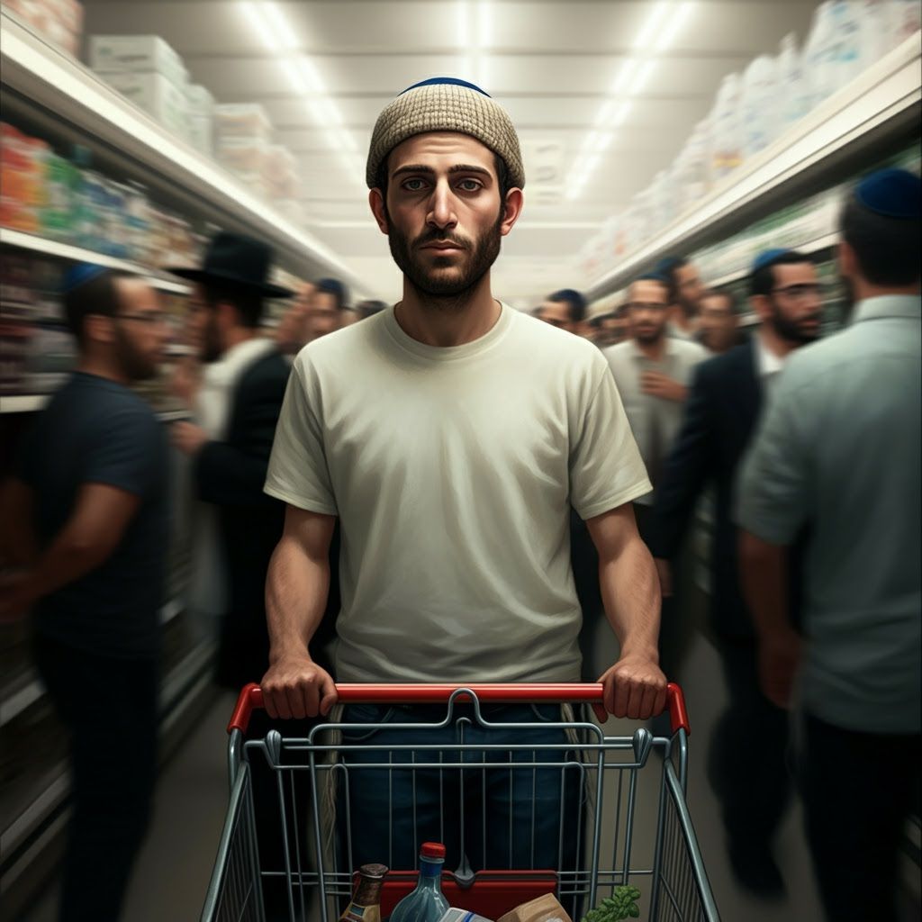 Israeli Man Stands Calm Amidst Supermarket Chaos