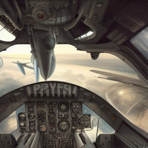 Fighter Plane Cockpit Interior in Fantasy Art Style