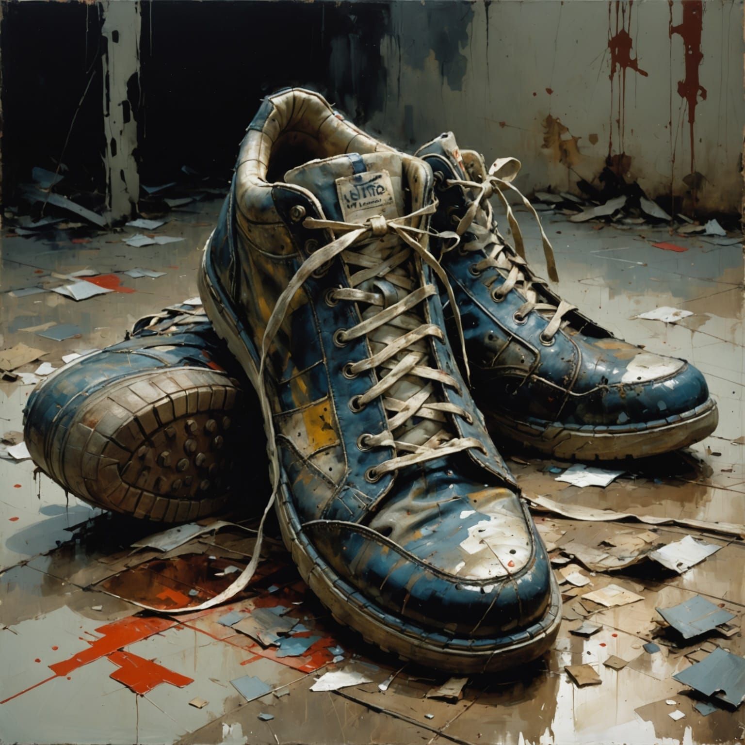Worn Shoe With Sad Eyes: A Detailed Matte Painting