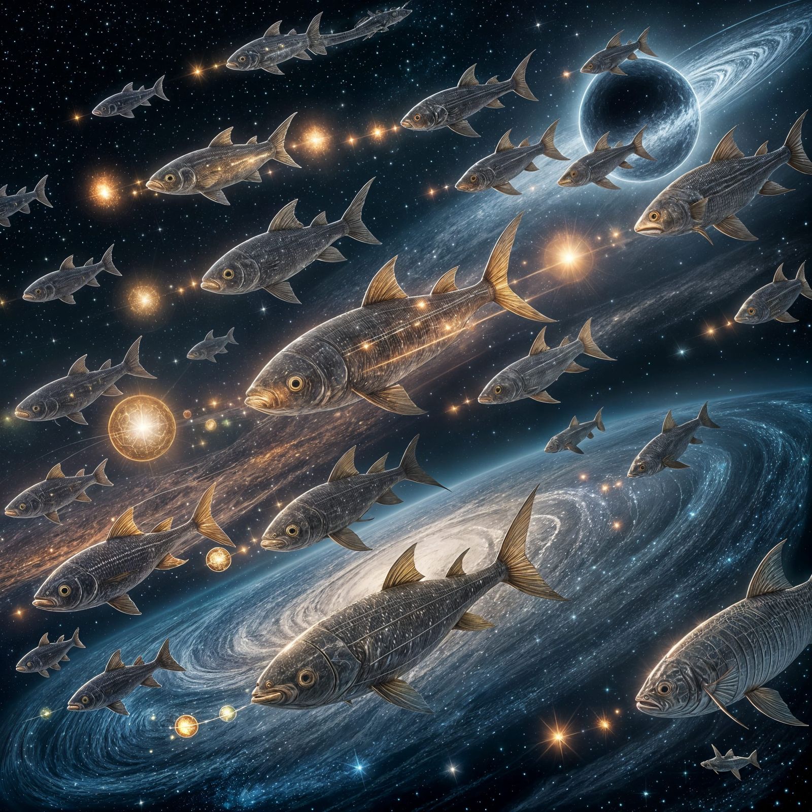 Metallic Elemental Fish Swarm in Cosmic Nebula