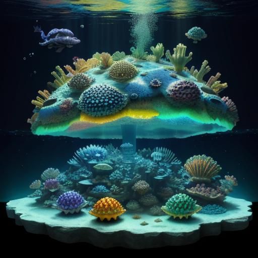 Bioluminescent Tarantula Ankylosaurus in Rainbow Underwater ...