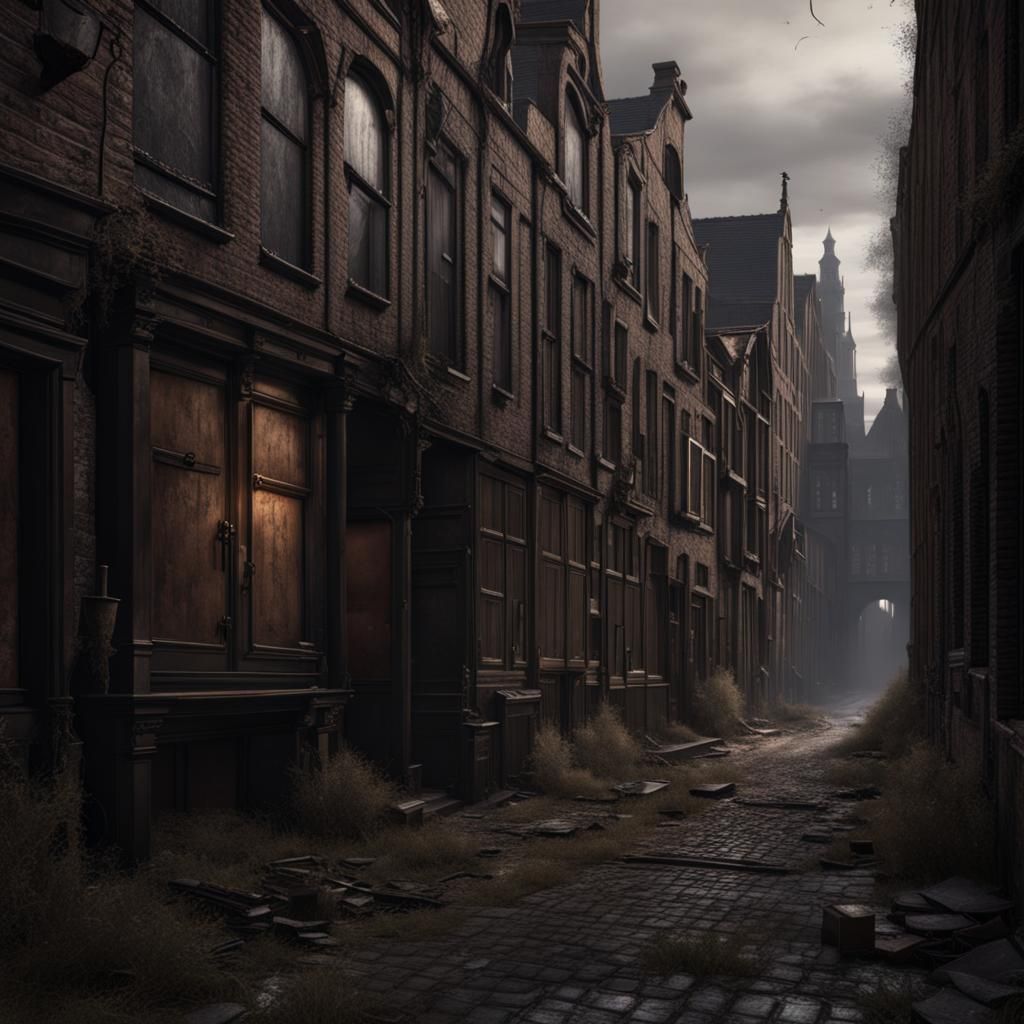 Eerie Abandoned Alleyway in 19th Century Amsterdam