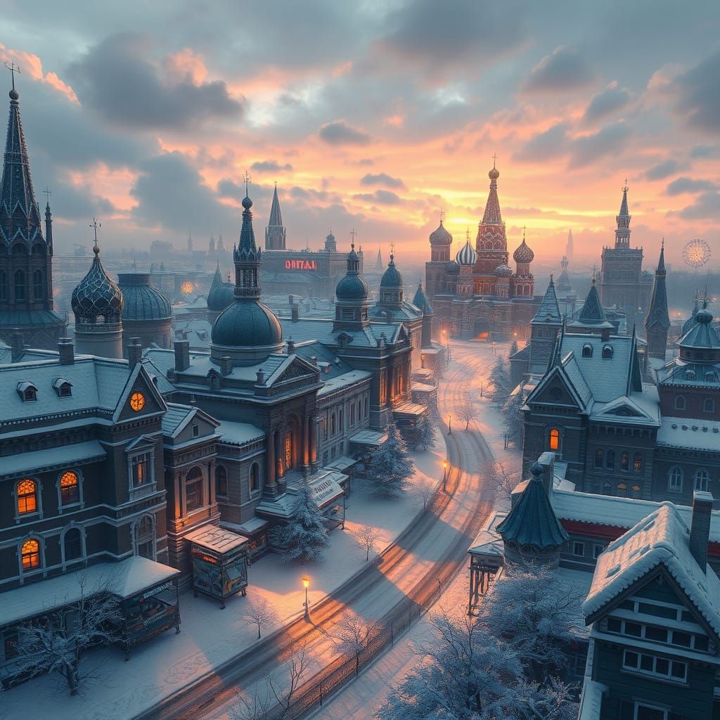 Surreal Moscow Cityscape Unfolds in Fantastical Wonder