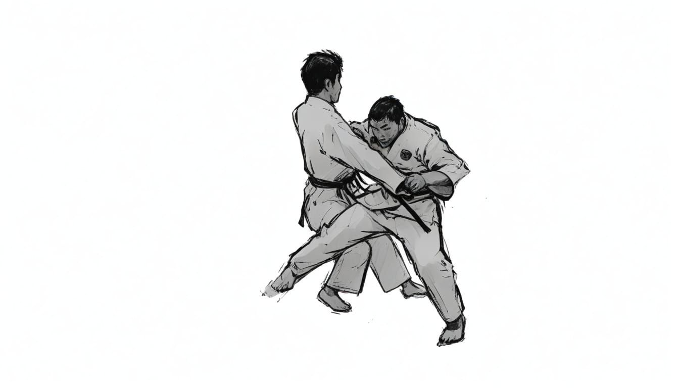 Martial Artist Throws Opponent in Dynamic Pose with Motion L...