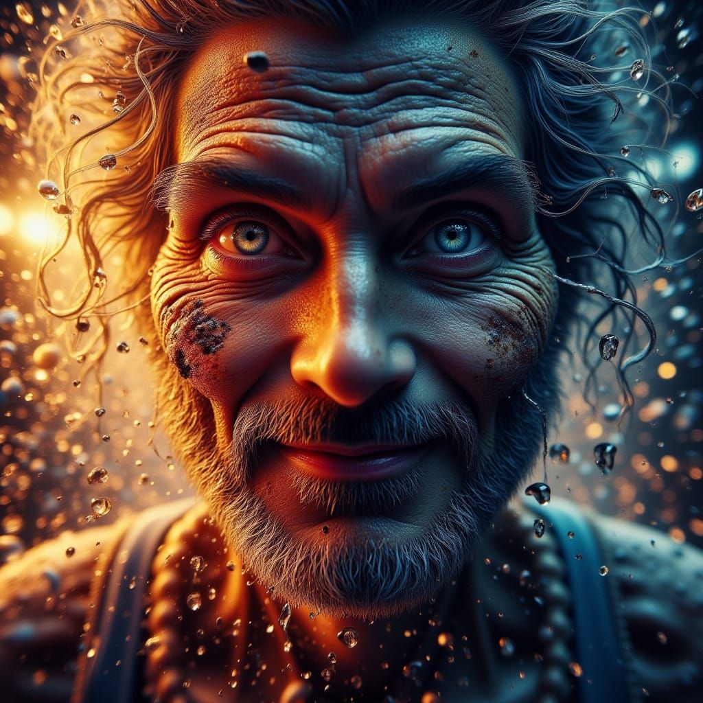 Hyperrealistic Face in Dramatic Side Lighting