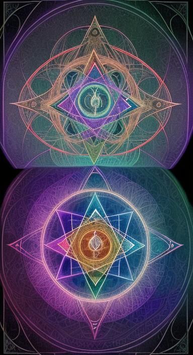 random art effect and still motion illusion effect 15 layers multi-color reference all occult and religious art occult s...