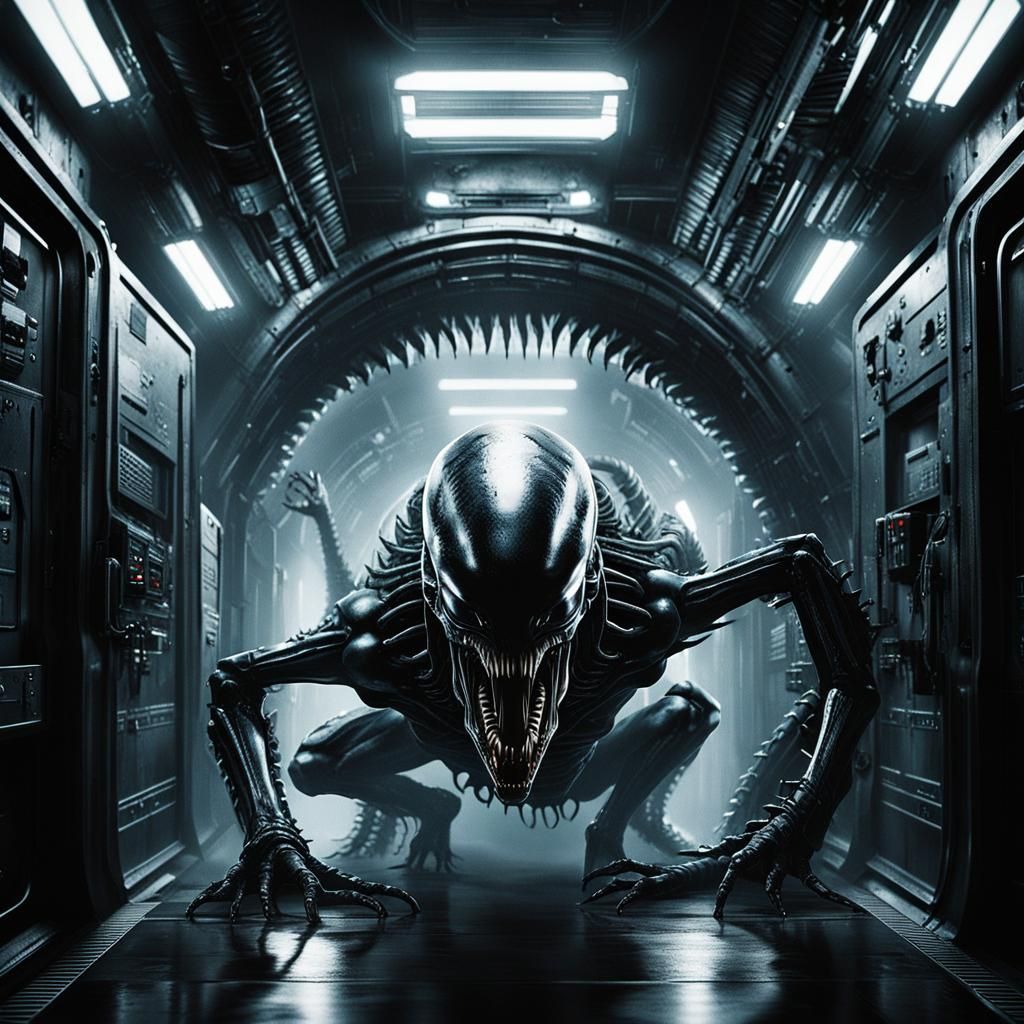 Xenomorph Strikes from the Shadows in Dark Sci-Fi
