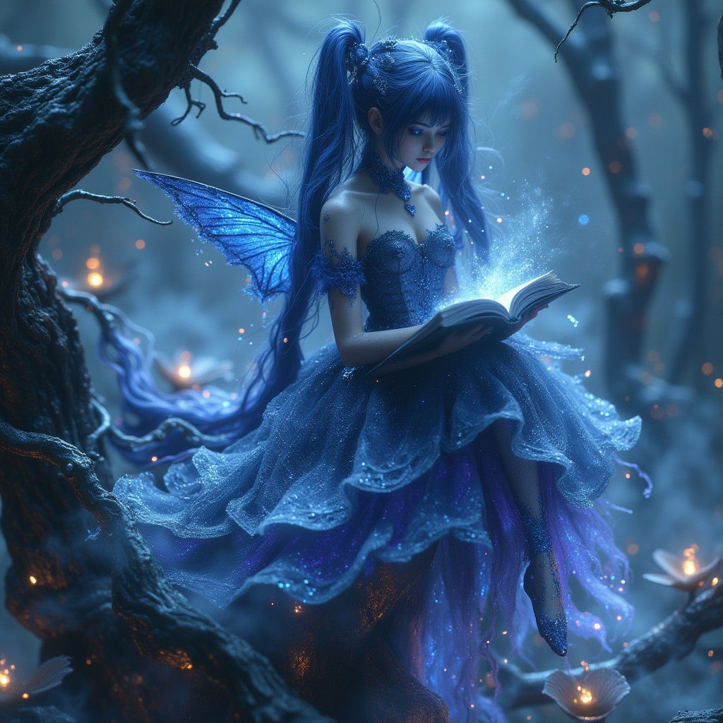 Demonic Porcelain Miku Fairy on Mushroom