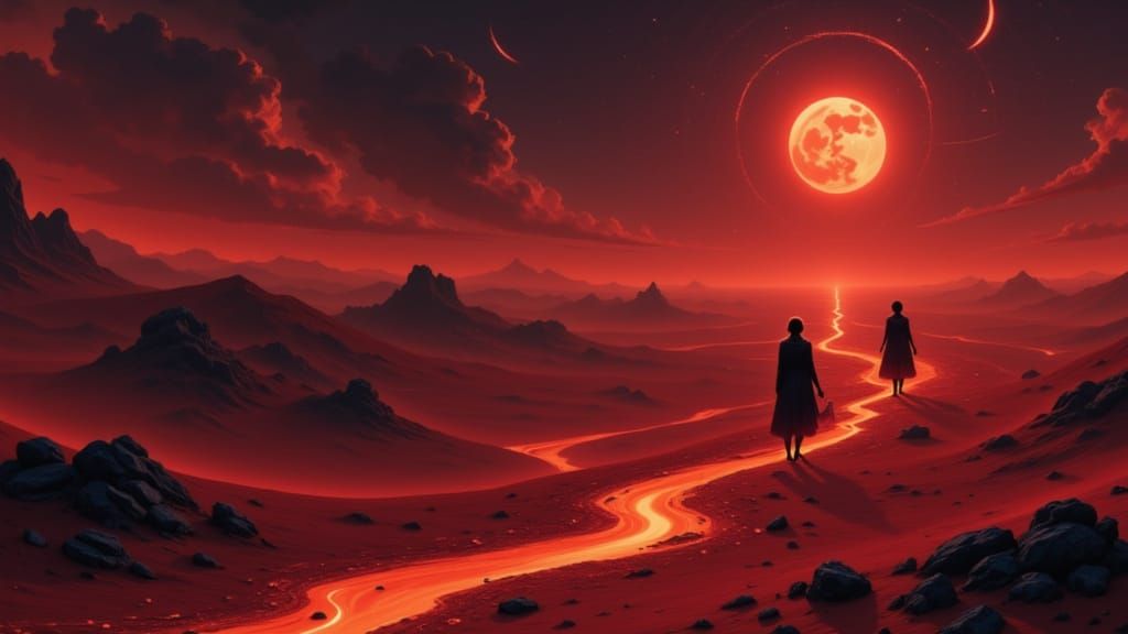 Followers on the sand of a desert land