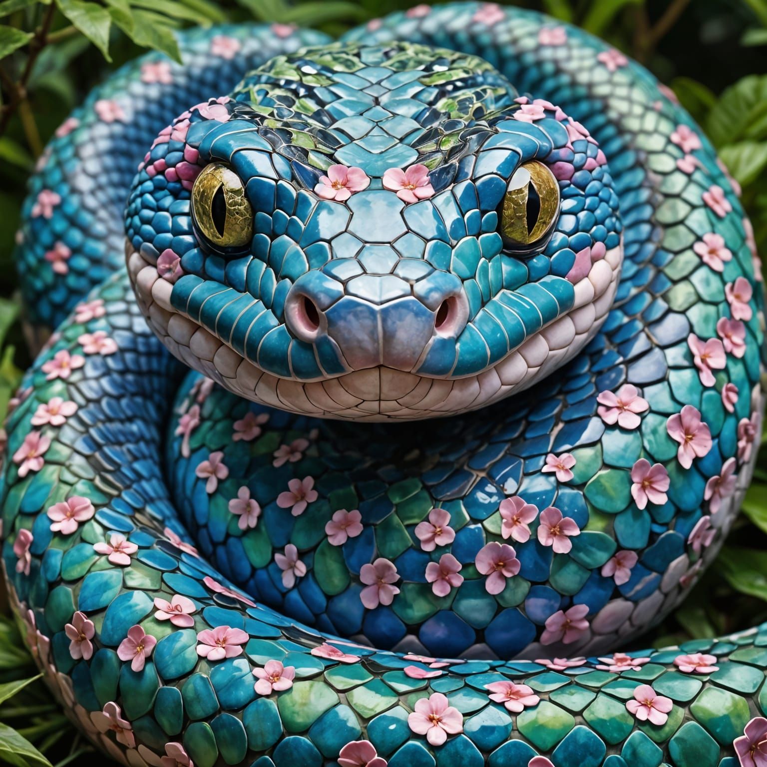 Enchanted Jungle Snake with Mosaic Scales