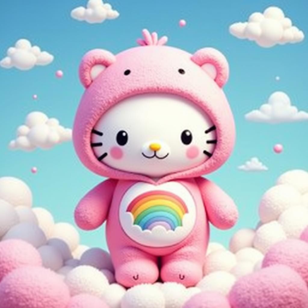 Hello Kitty Care Bear in Murakami Style