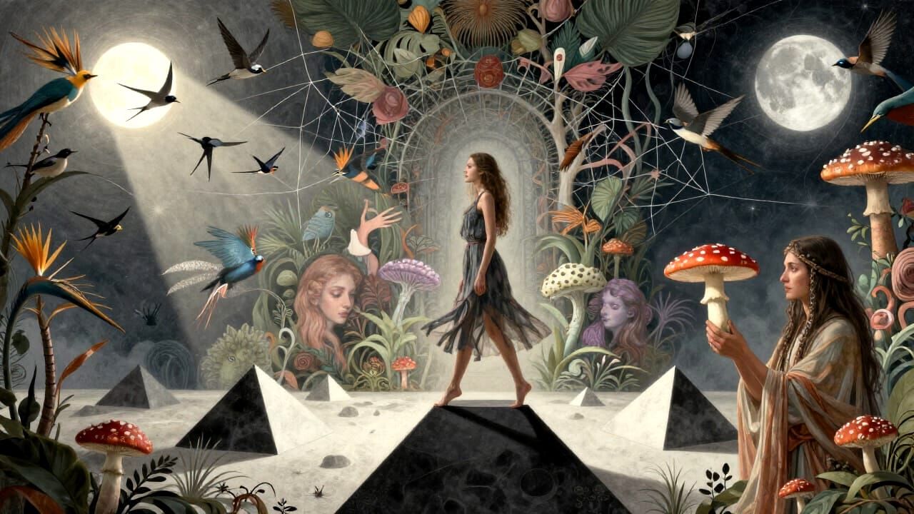 Cosmic Surrealism: Woman in Dreamlike Mindscape