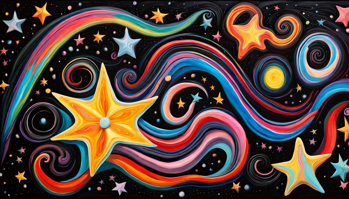 Electromagnetic Star in Impasto Oil Paint Style