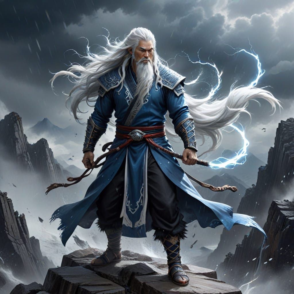 Epic Storm God Character Concept in Chinese Xianxia Style