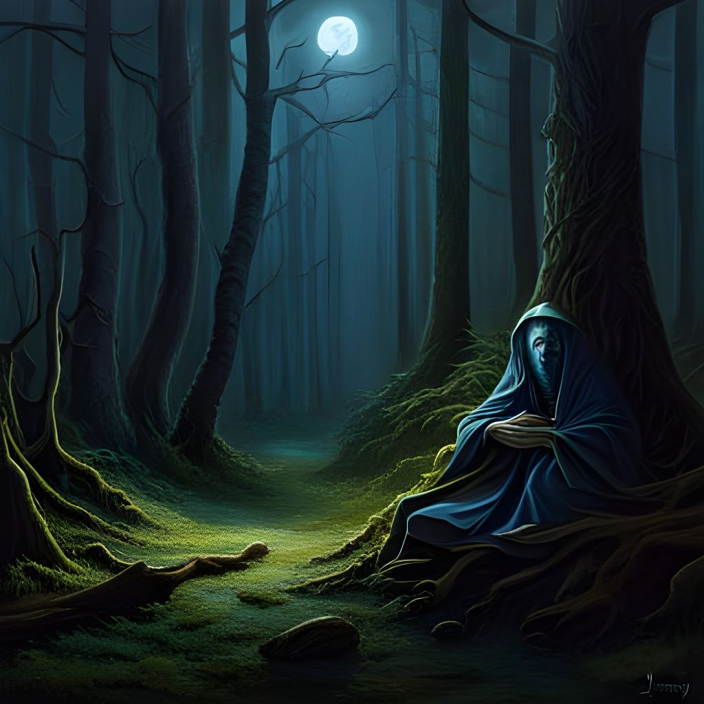 Ghostly Entity Hides in Dark Forest: Barlowe Style