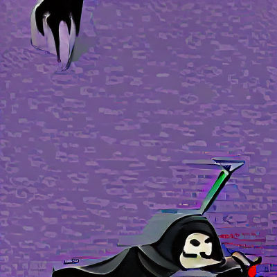 Melancholy Grim Reaper Contemplates Mortality