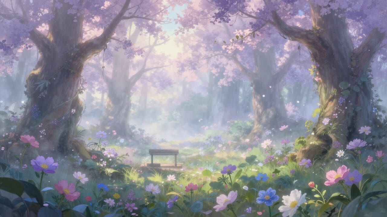 Ethereal Fantasy Mist Blooming in Azure Reverie