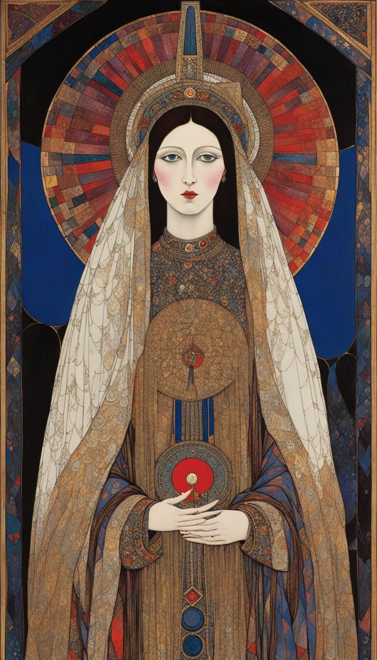 Mary Magdalene in Stained Glass Style