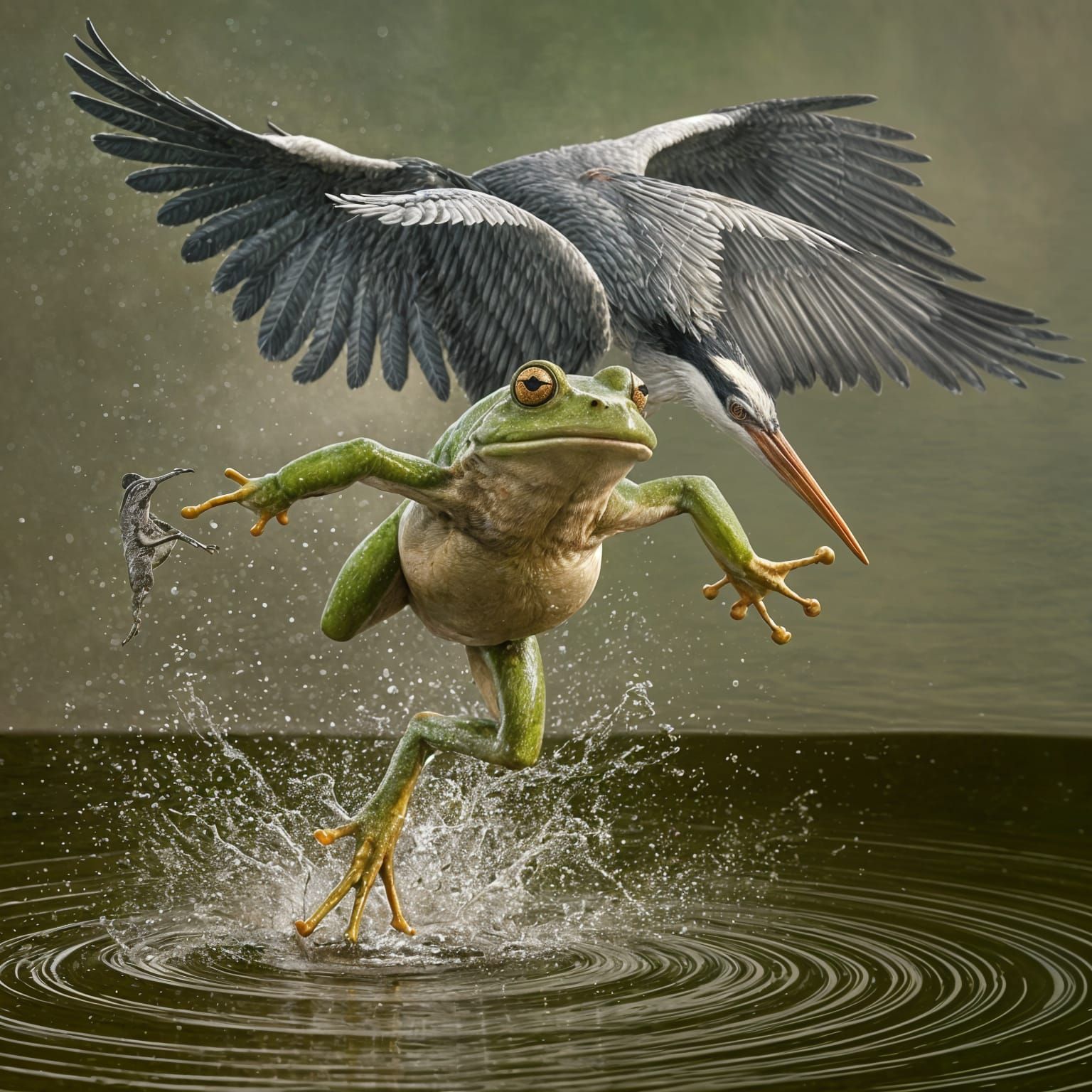 Majestic Frog Leaping, Renaissance Style Artwork