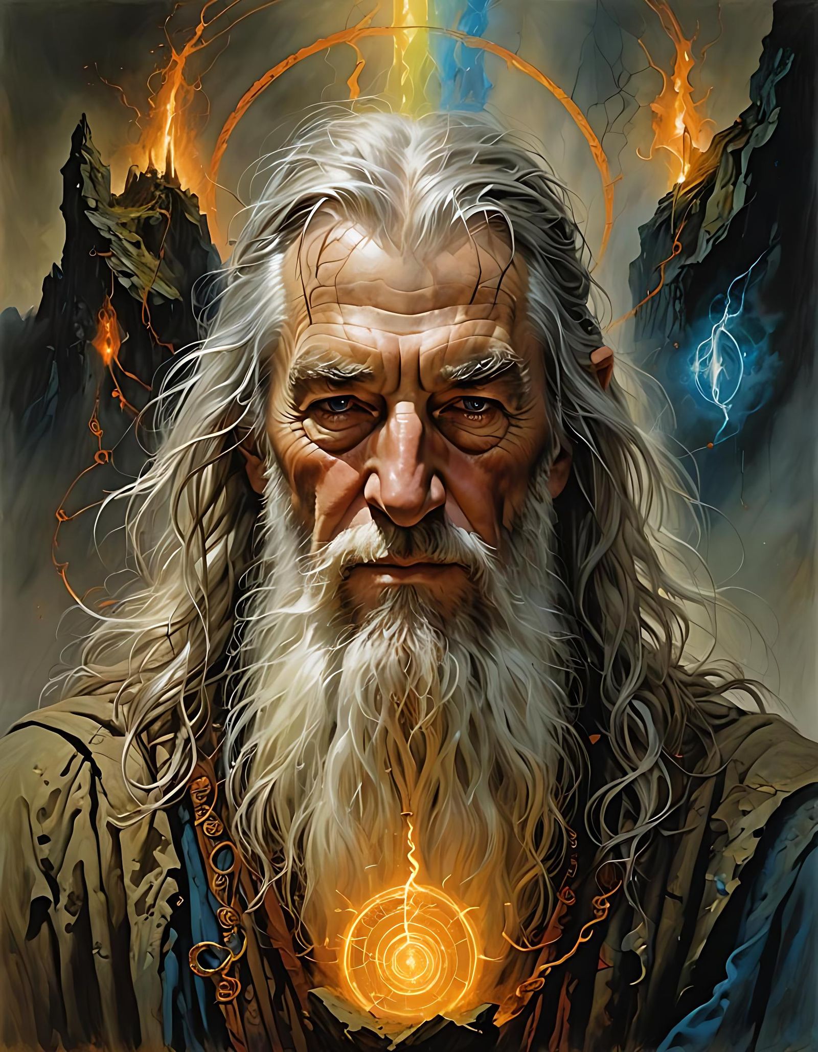 Gandalf Portrait in Chiaroscuro Style