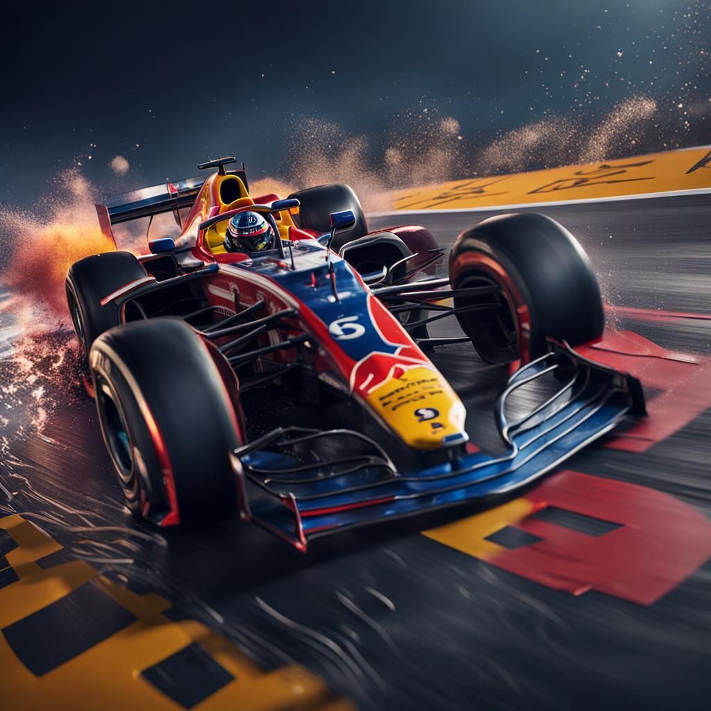 Formula One Car Races on Cake: Detailed Matte Painting