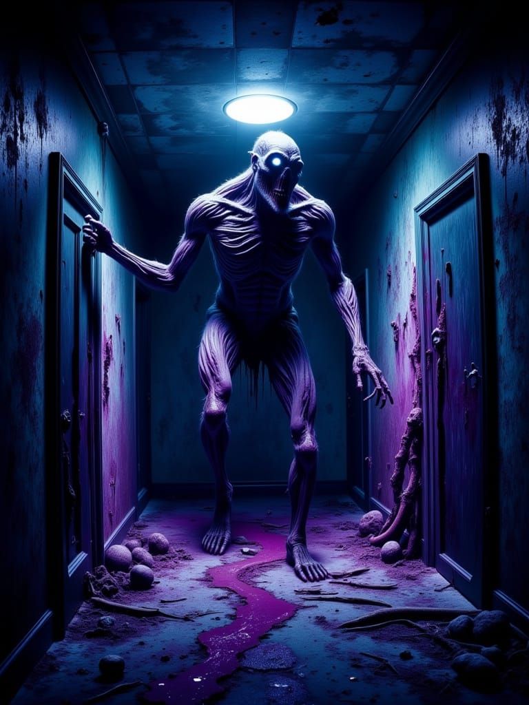 Ultraviolet Horror Monster in Funeral Home