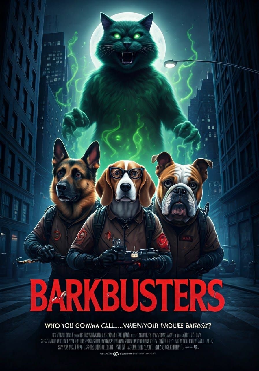 Dog Barkbusters Confront Giant Ghost Cat