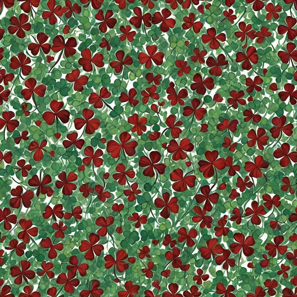 Abstract Crimson Clovers in Complementary Colors