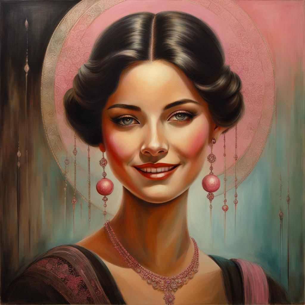 Monochrome Pink Portrait in Spiritual Style