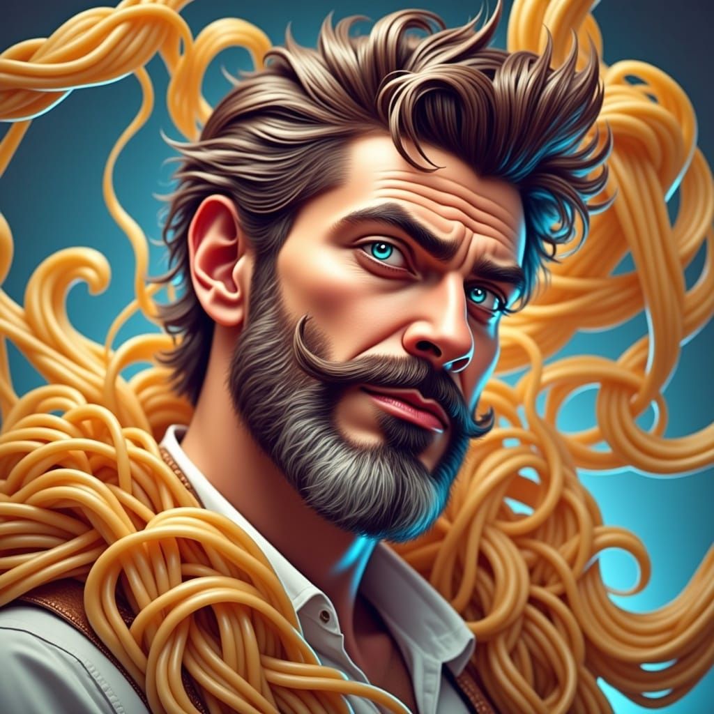 Confident Pasta Man with Gothic Style