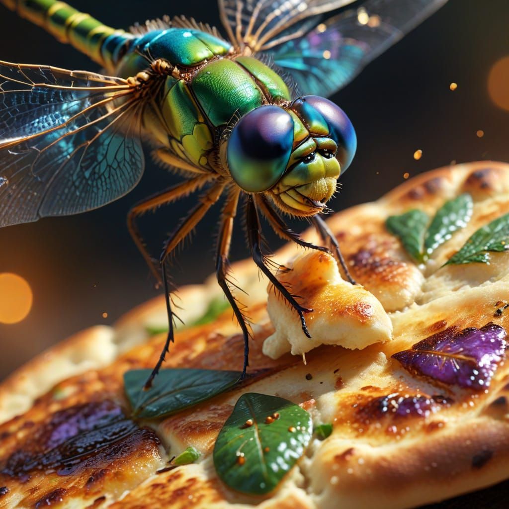Dragonfly Feast: A Vibrant Macro Concept Art