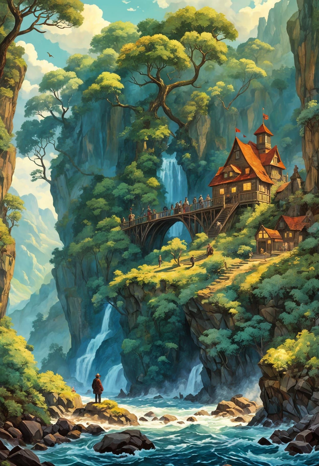 Fantasy Landscape by Klimt, Bierstadt, and Gurney