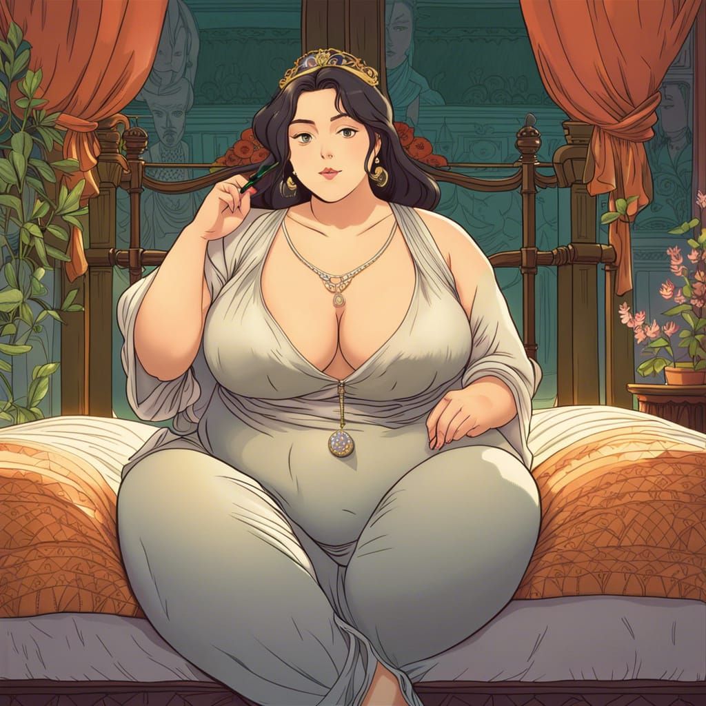 Curvy Goddess in See-Through Top, Ghibli Style