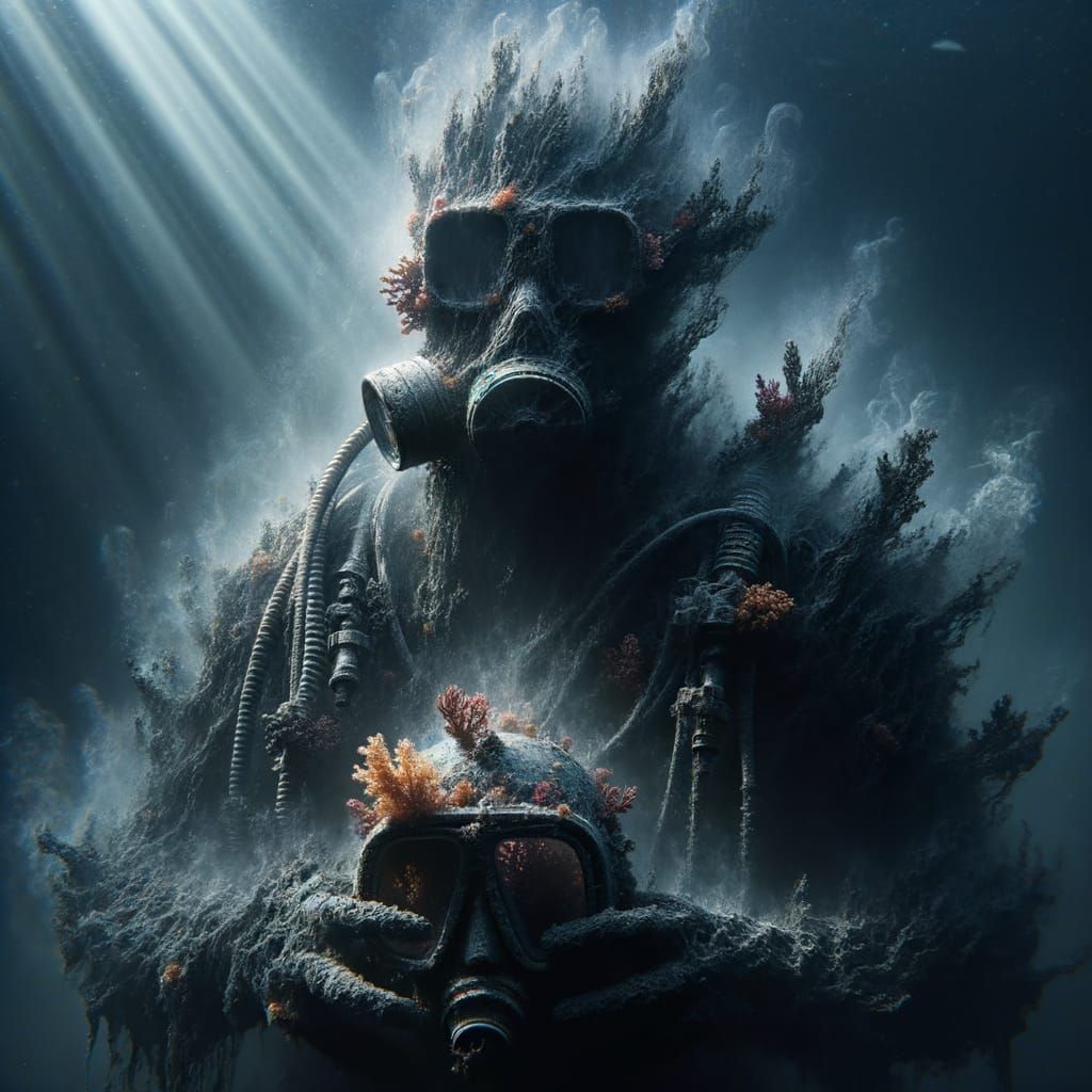 Ethereal Fog Humanoid with Coral Scuba Mask