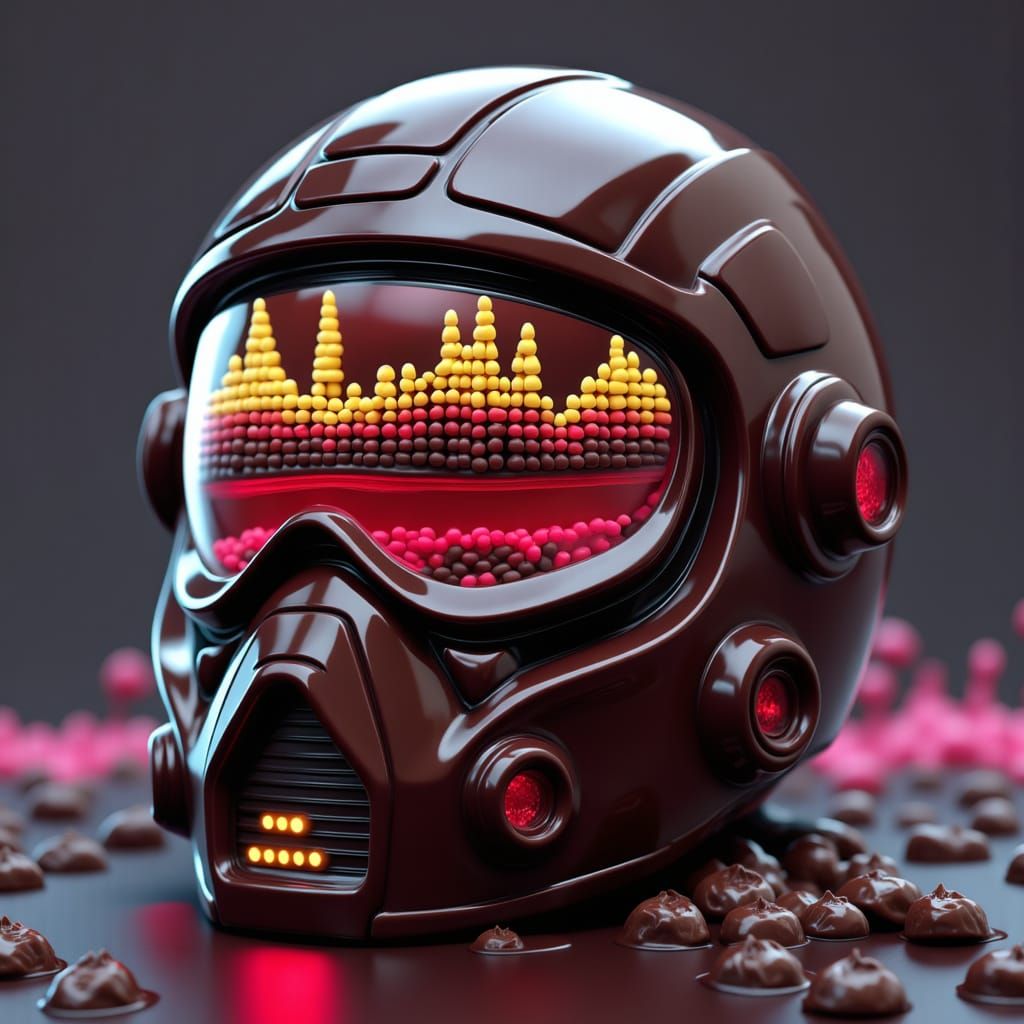 Surreal Futuristic Helmet Displays Shifting Equalizer in Neo...