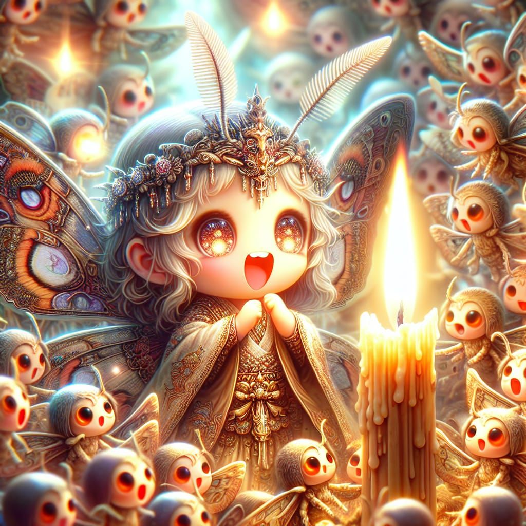 Fairy Dazzled by Candlelight in Whimsical Medieval Anime Sty...