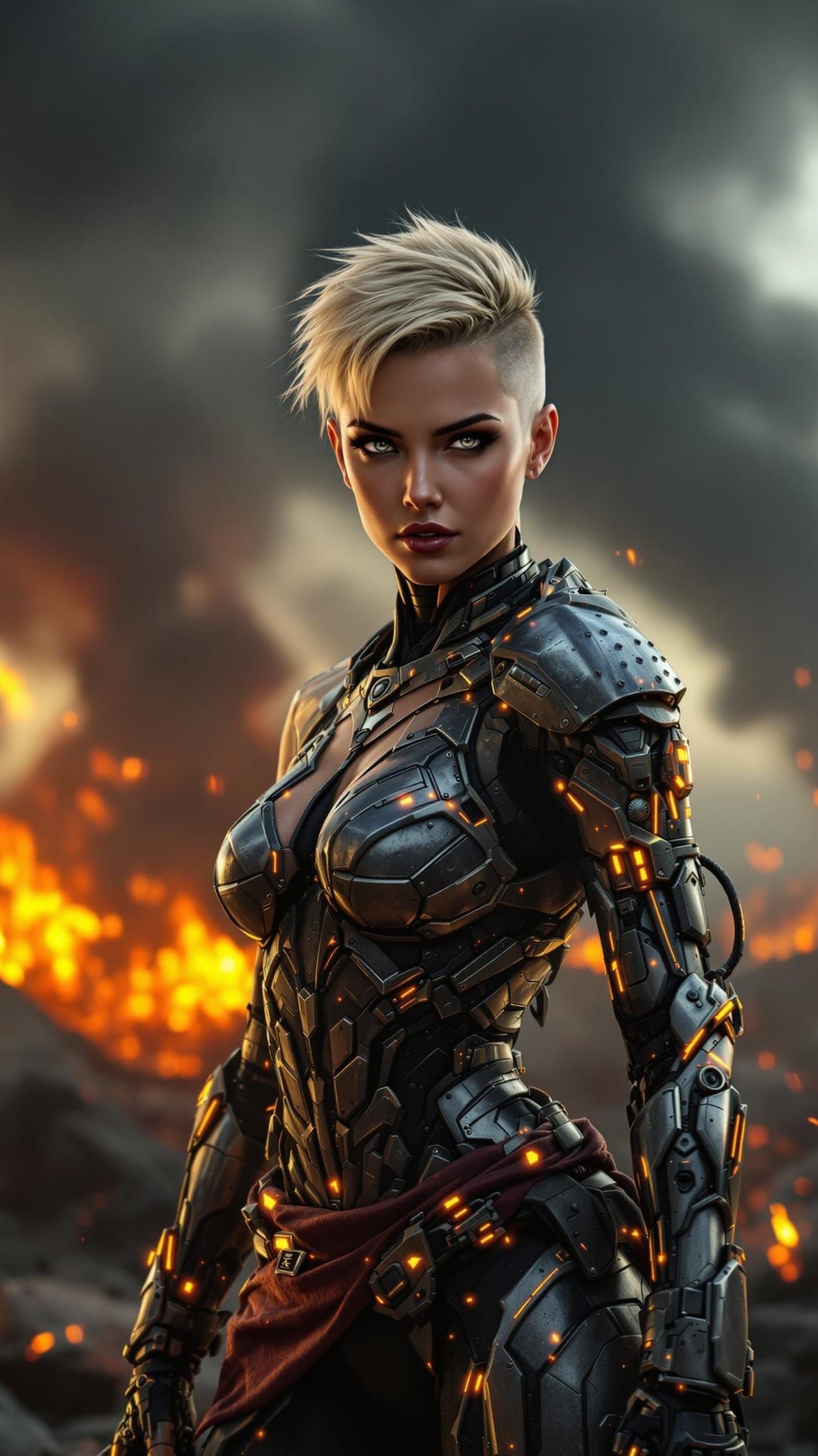 Modern Warrior Triumphs on a Futuristic Battlefield