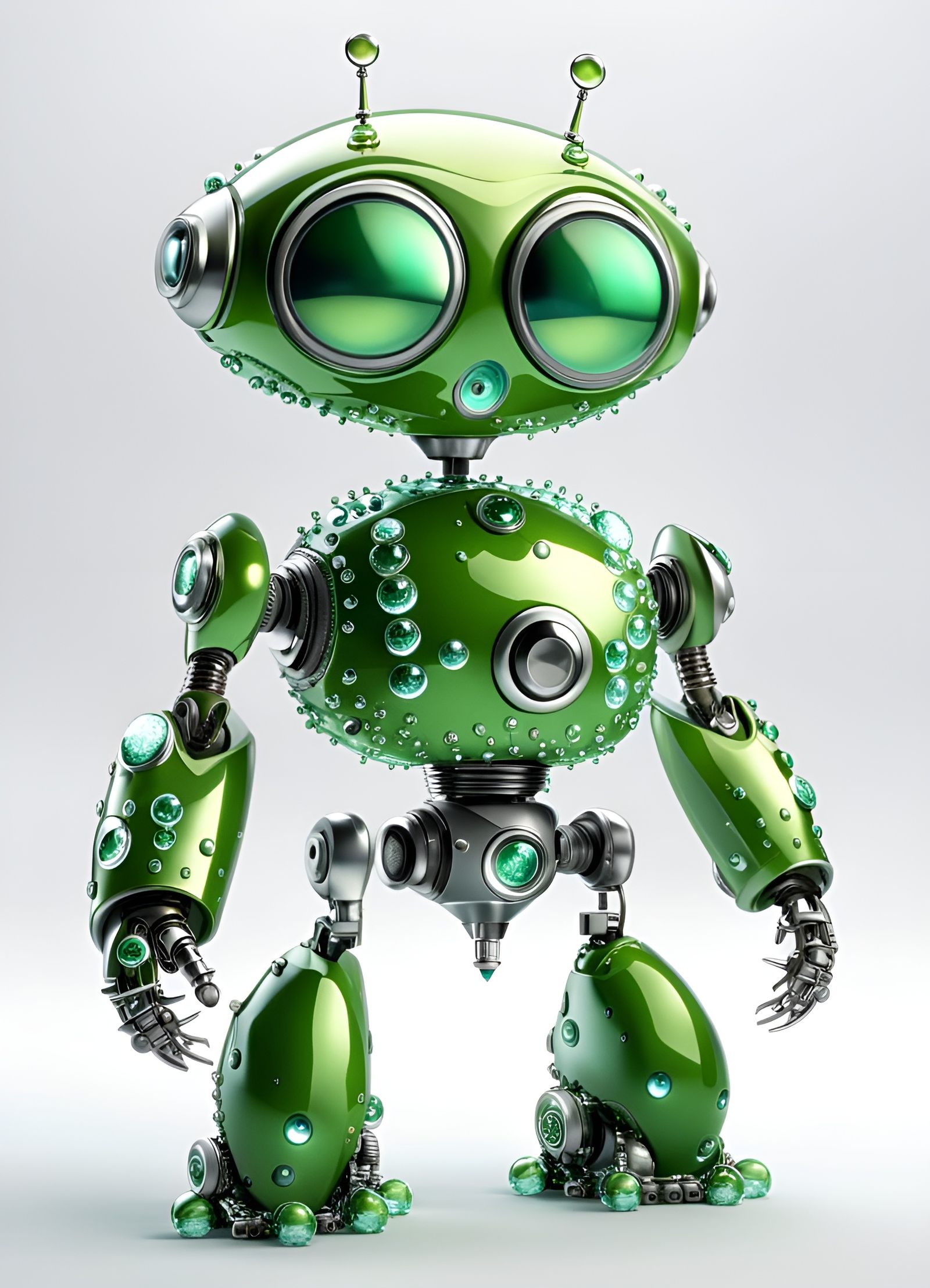 Glistening Green Robot, Pixar-Style 3D Render