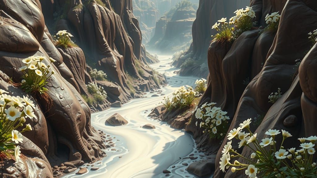 Chocolate River Flows Through Chocolate Canyon, Airbrush Art