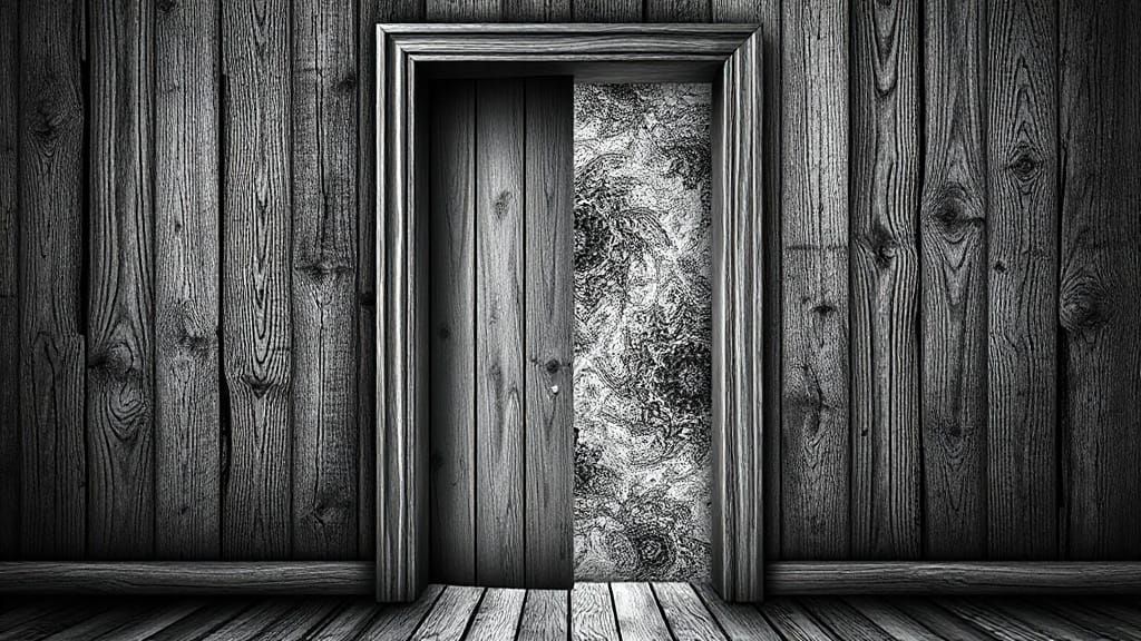 Dimensional Portal: Fractal Wooden Door