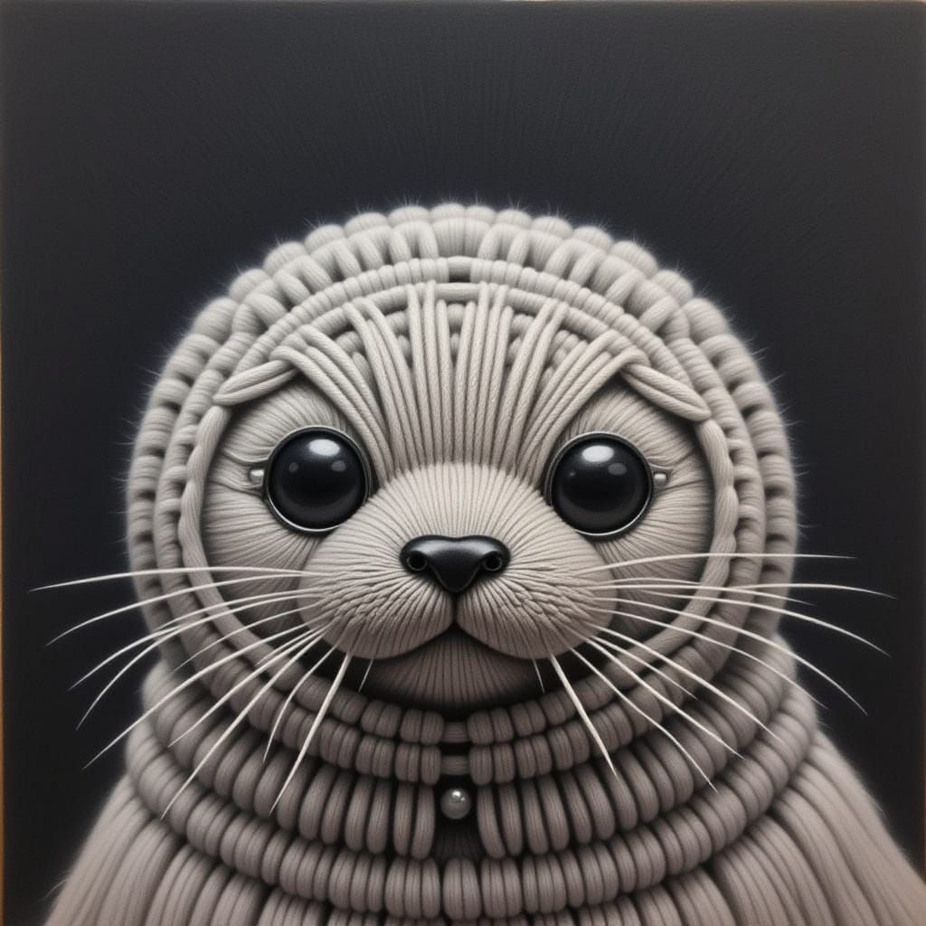 Cute Baby Seal as a Macrame Doll